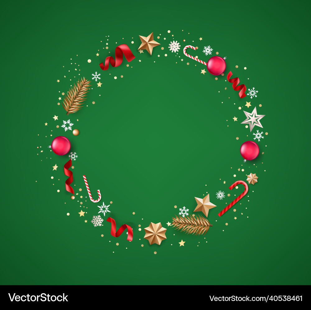 Christmas greeting card with wreath and holiday Christmas greeting card with wreath and holiday vector image