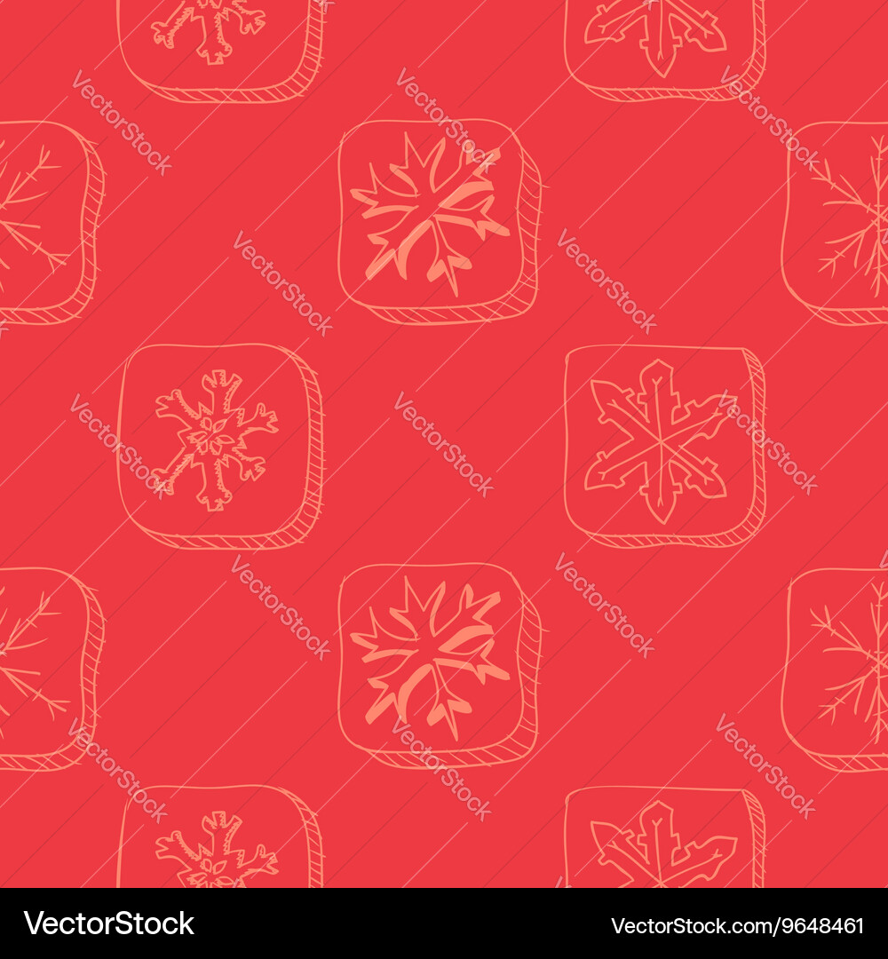Christmas pattern with snowflake sketch Vector Image