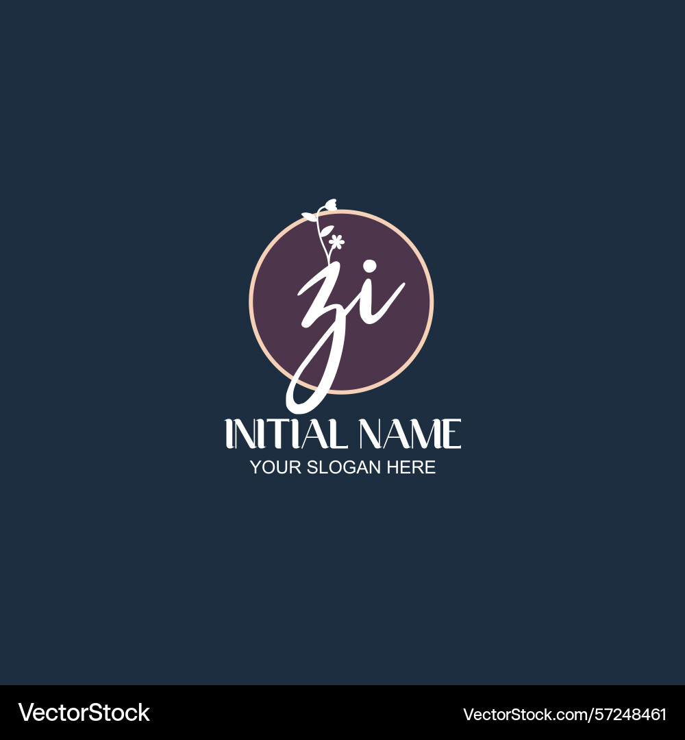Elegant zi initial logo design with botanical Elegant zi initial logo design with botanical vector image