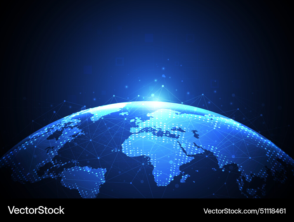 Global network connection world map point Global network connection world map point vector image