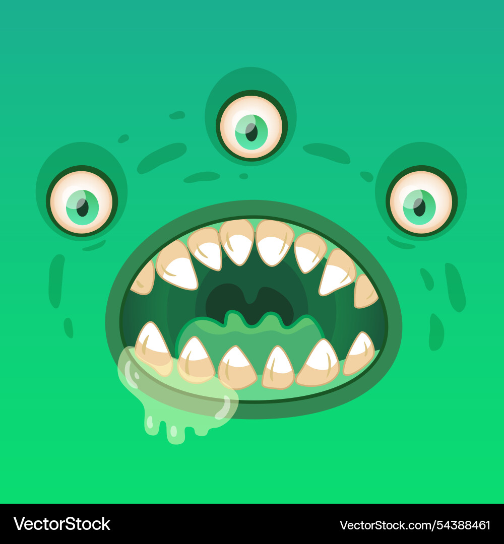Gruseliges grünes Monster mit drei Augen Gruseliges grünes Monster mit drei Augen vektorbild