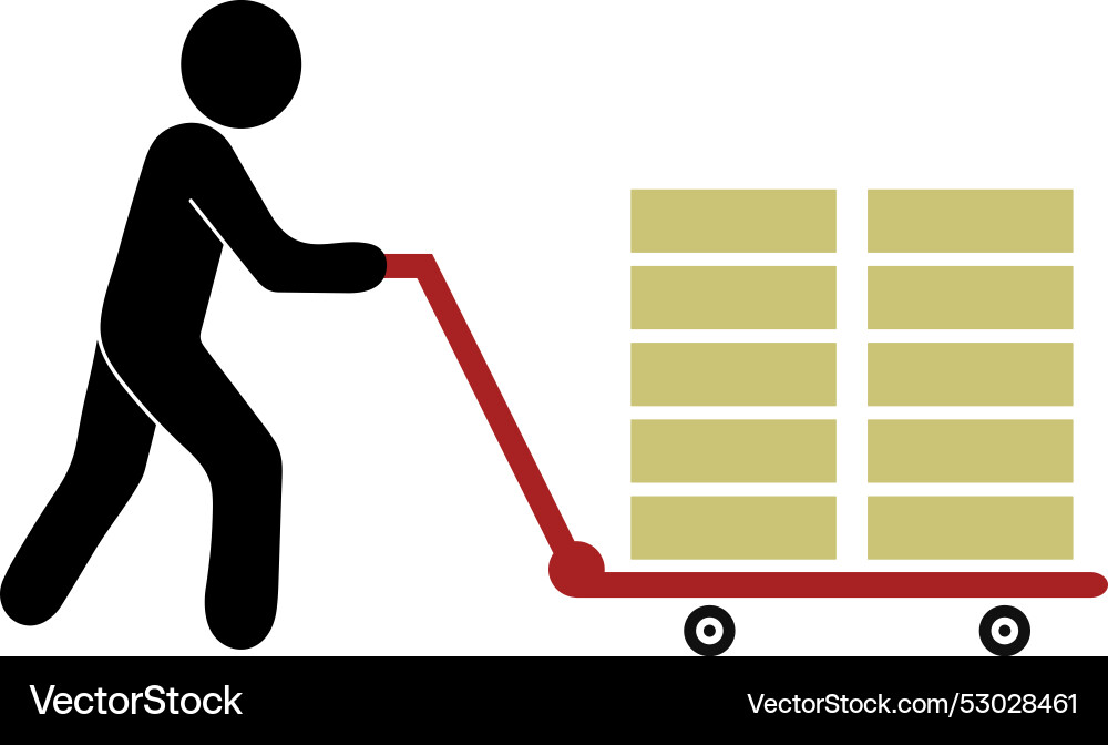 Man with trolley wheels shipment loading Man with trolley wheels shipment loading vector image