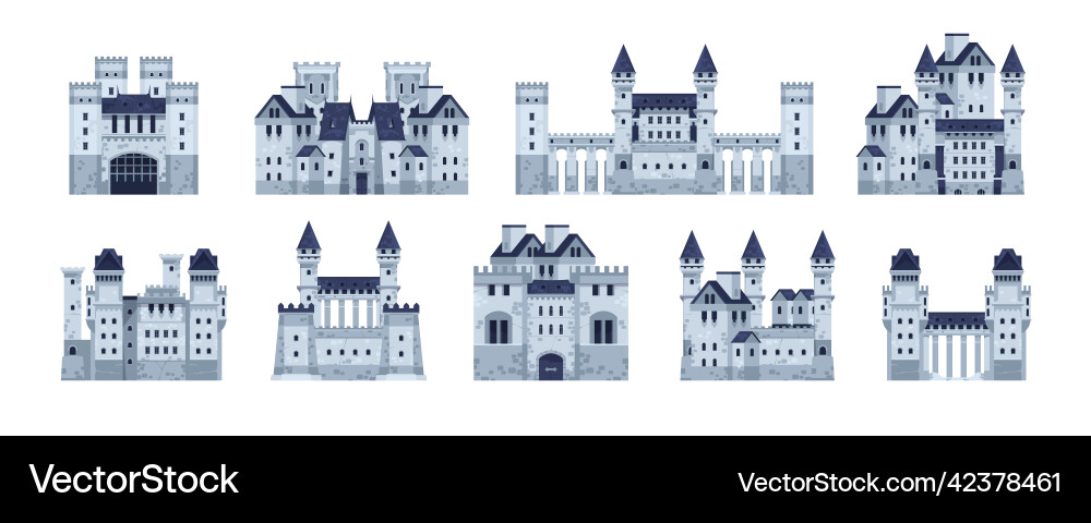 Medieval castles cartoon fairytale fortress Medieval castles cartoon fairytale fortress vector image
