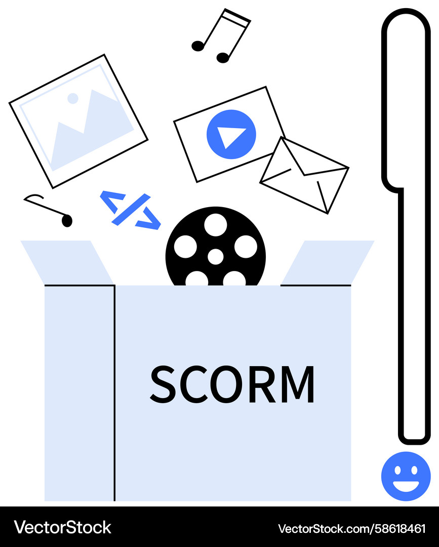 Scorm package concept with multimedia icons Scorm package concept with multimedia icons Vector Image