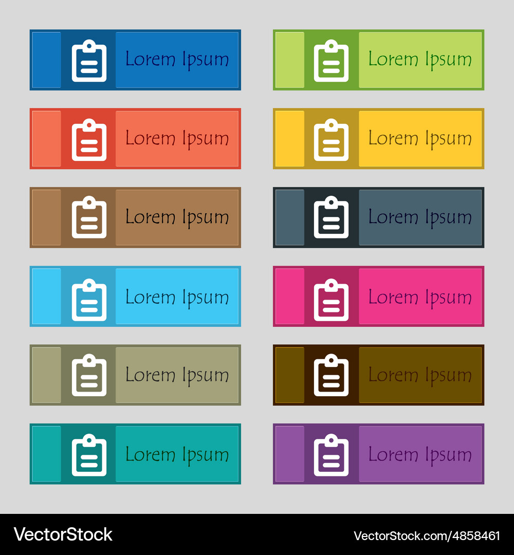 Text file icon sign set of twelve rectangular Vector Image