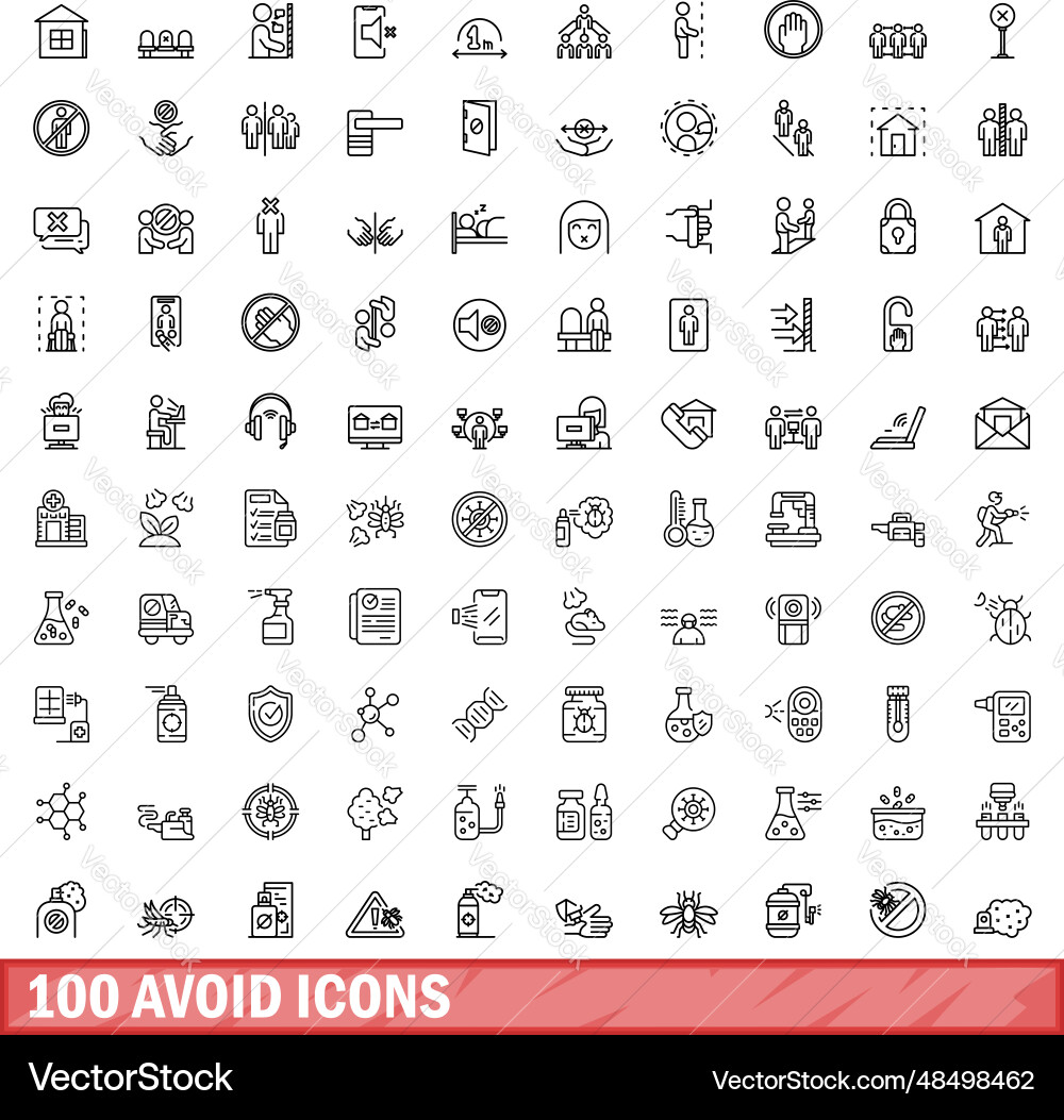 100 avoid icons set outline style Vector Image