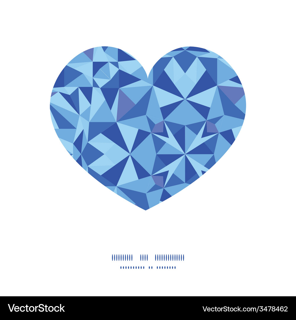 Blue triangle texture heart silhouette pattern Vector Image