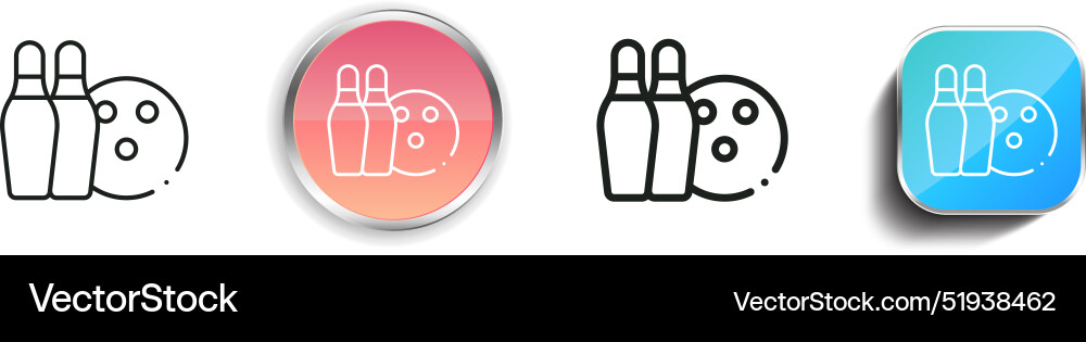 Bowling pin icon thin linear regular and button Bowling pin icon thin linear regular and button Vector Image
