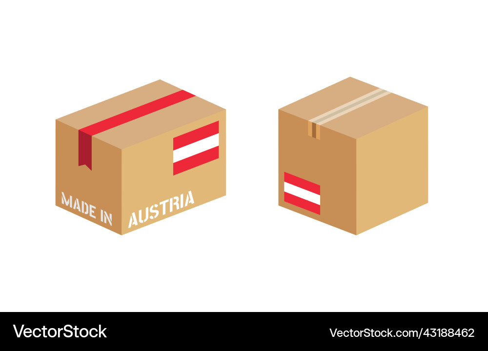 Box mit austria Fahnen-Ikone setzen Karton Lieferung Box mit austria Fahnen-Ikone setzen Karton Lieferung vektorbild