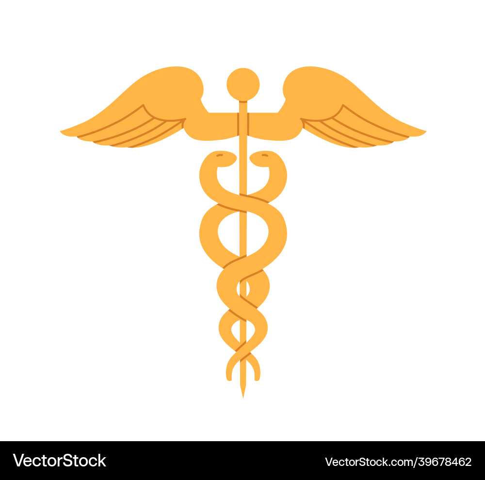 Caduceus altes Gold Symbol der Medizin Caduceus altes Gold Symbol der Medizin vektorbild
