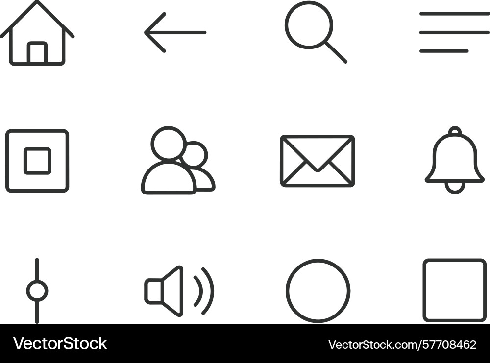 Collection of simple line icons representing vector image