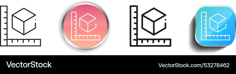 Cube Symbol dünn linear regelmäßig und Knopf Stil Cube Symbol dünn linear regelmäßig und Knopf Stil vektorbild