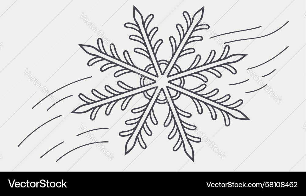 Dynamic Snowflake with Wind Trails Vector Image