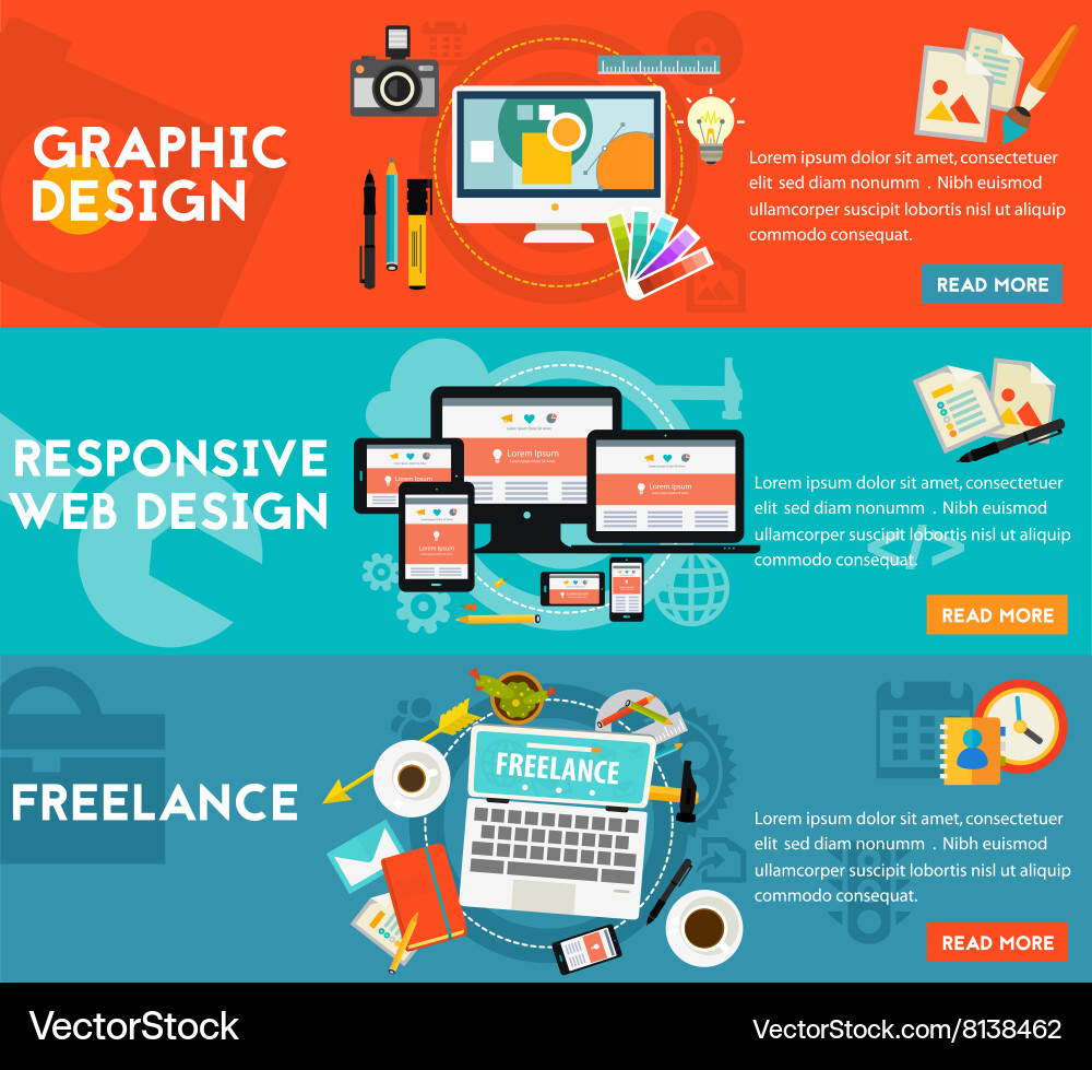 Graphic design responsive webdesign and freeance Vector Image