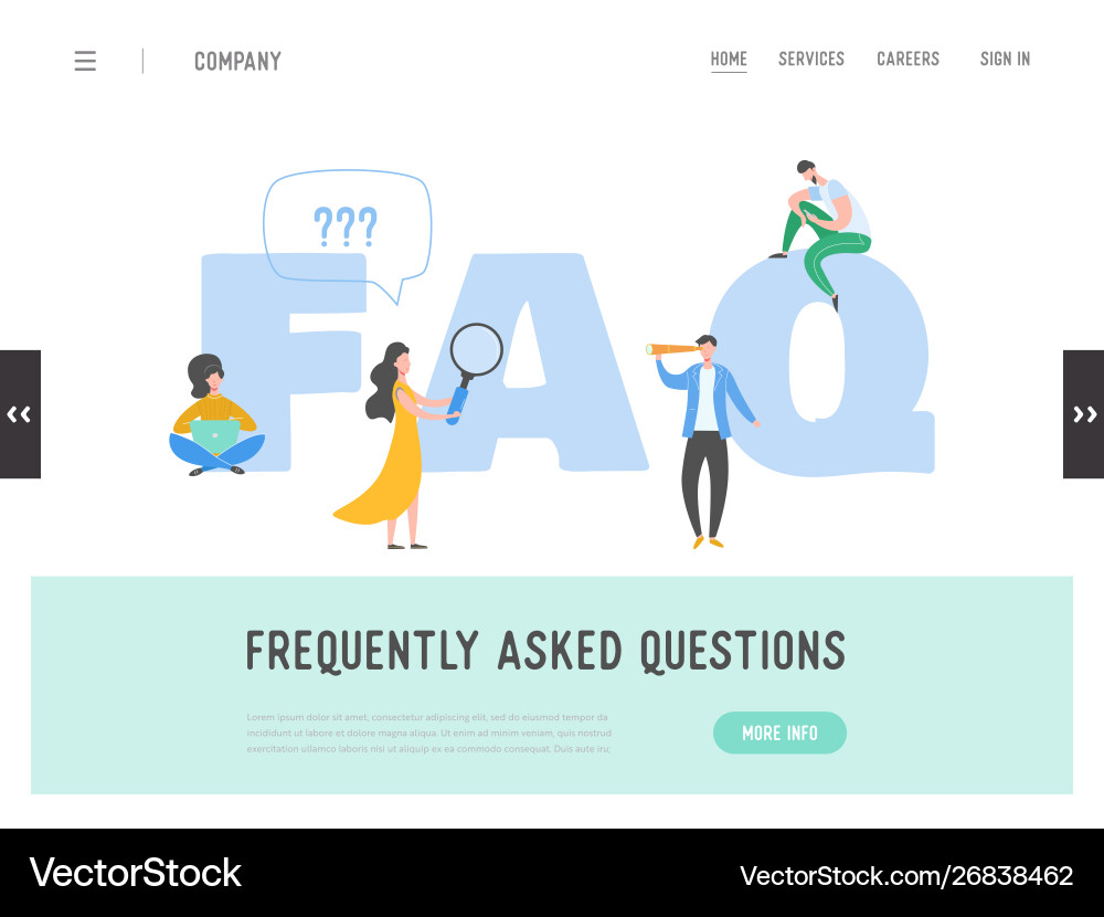 Landing page frequently asked questions concept Landing page frequently asked questions concept vector image