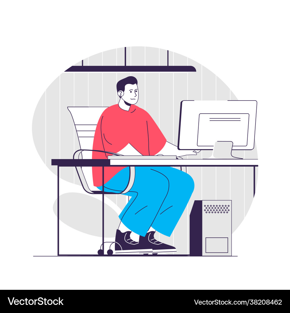 Saas web concept man works using subscription Saas web concept man works using subscription vector image