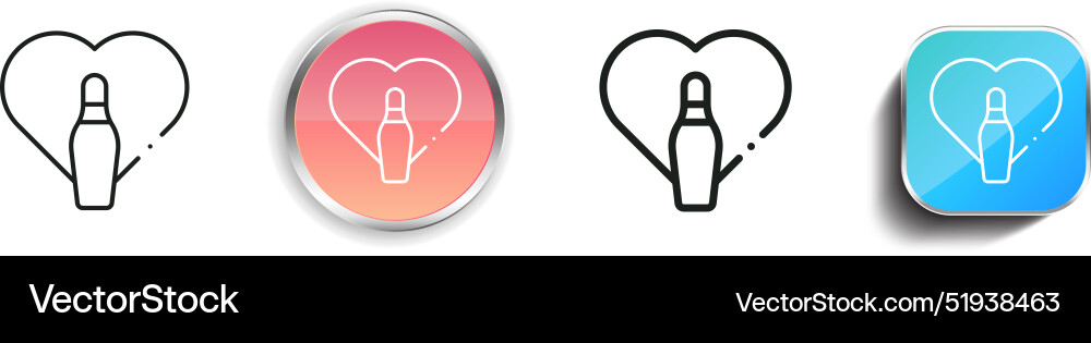 Bowling pin icon thin linear regular and button vector image