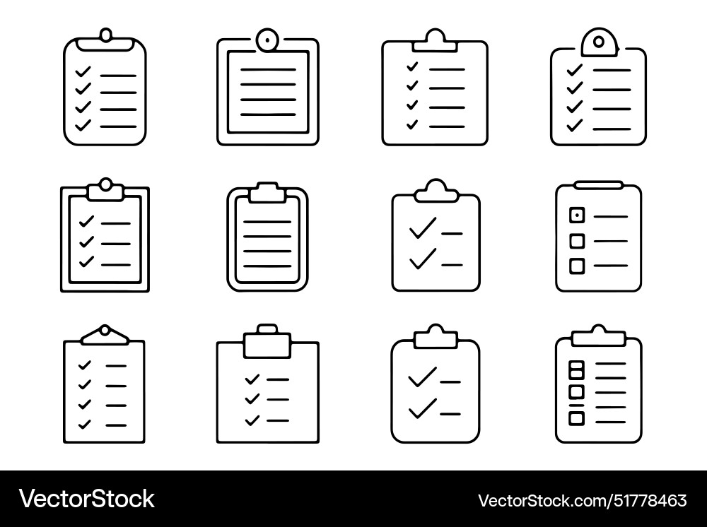 Clipboard checklist report icons set isolated Clipboard checklist report icons set isolated vector image