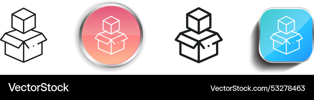 Cube icon thin linear regular and button style vector image