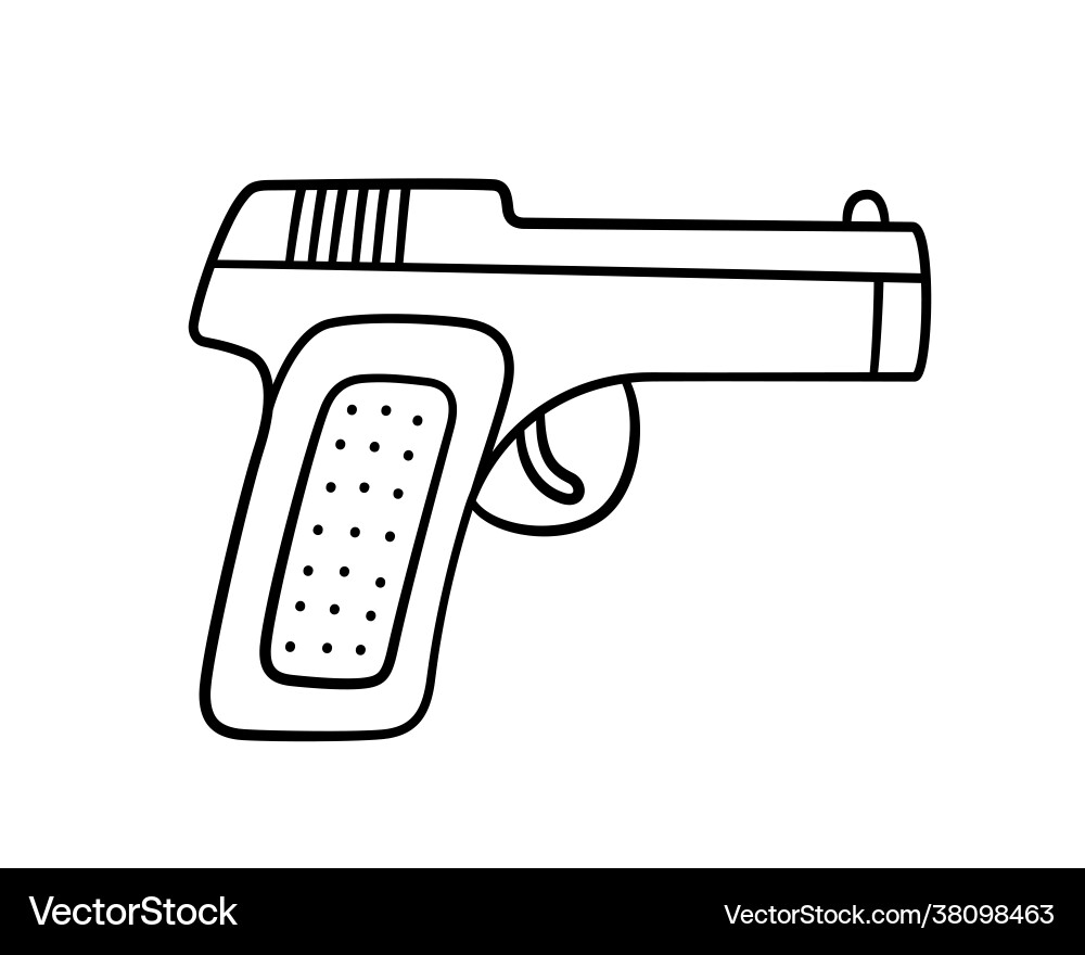Hand drawn gun children drawing combat pistol Hand drawn gun children drawing combat pistol vector image