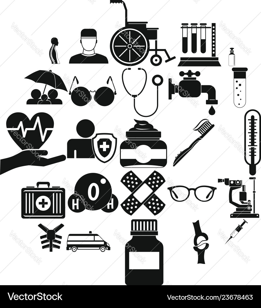 Handicapped icons set simple style Handicapped icons set simple style Vector Image