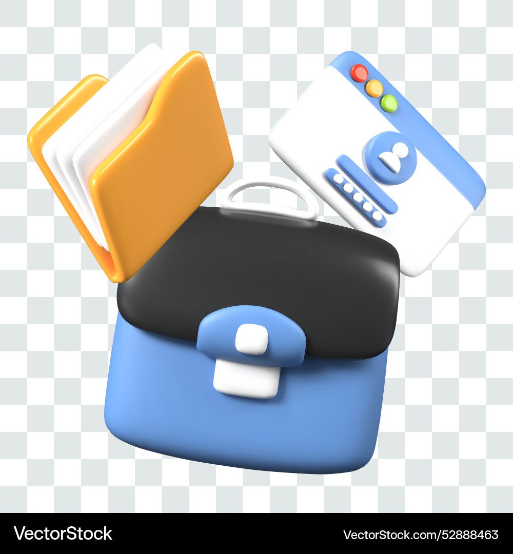 Realistic briefcase folder with sheets username Realistic briefcase folder with sheets username vector image