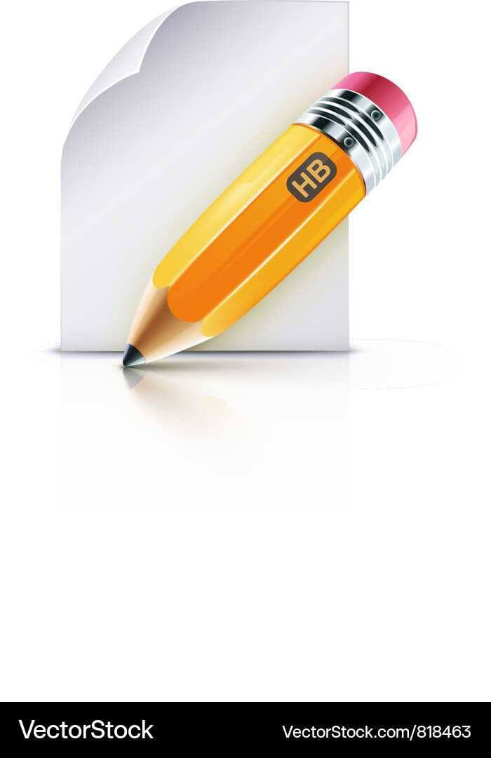 Yellow Pencil on Paper Vector Image