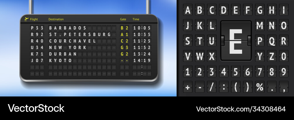 Black flight timetable with departures 3d airport Black flight timetable with departures 3d airport vector image