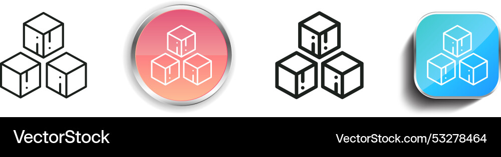 Cube Symbol dünn linear regelmäßig und Knopf Stil vektorbild