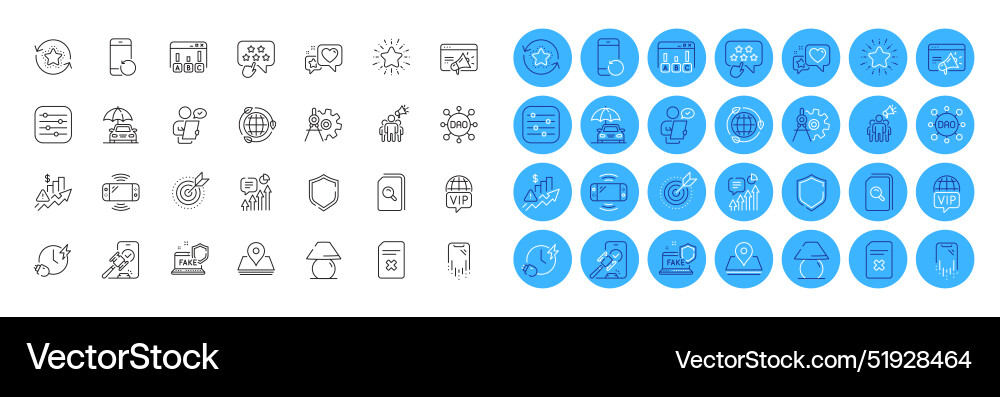 Dao search files and kpi line icons pack for web Dao search files and kpi line icons pack for web vector image