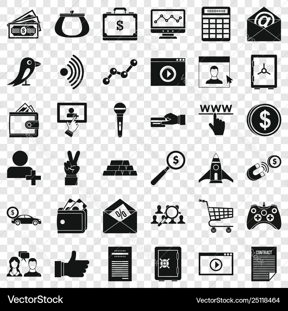 Digital working icons set simple style Vector Image