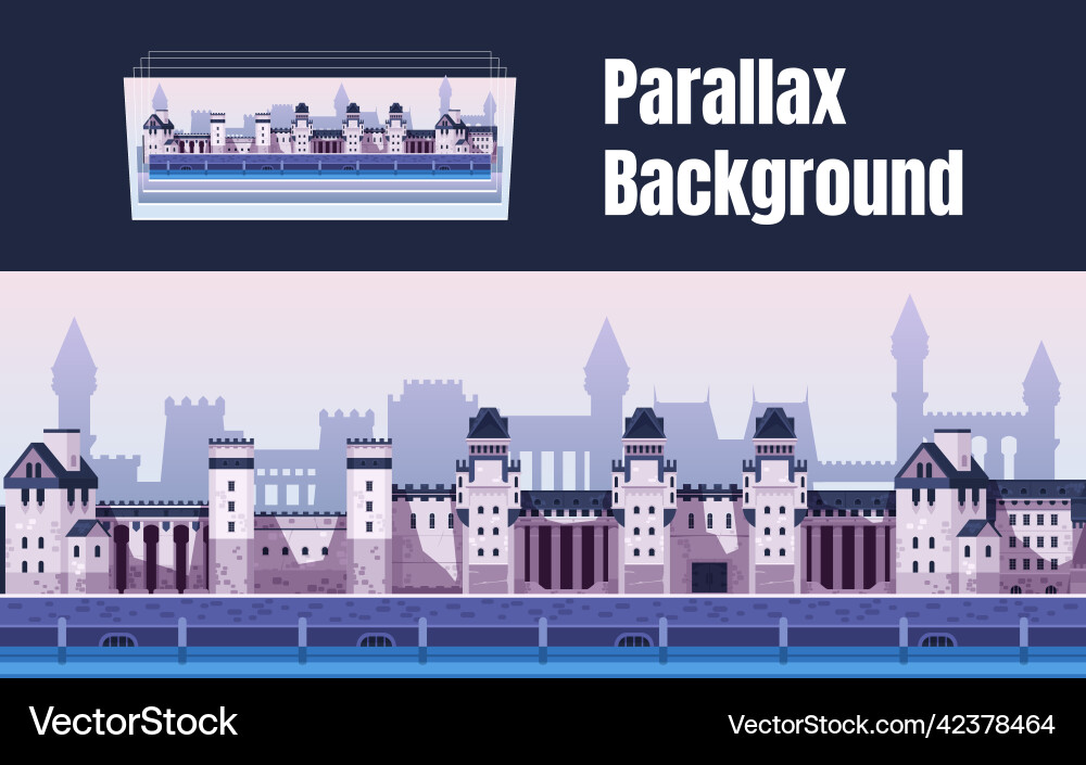 Game medieval background parallax effect scene vector image