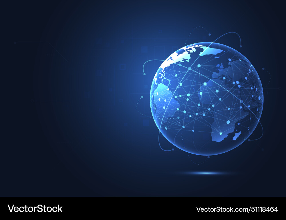 Global network connection world map point Vector Image