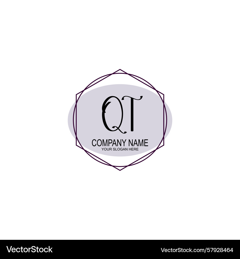 Handwriting logo concepts with initial qt Vector Image