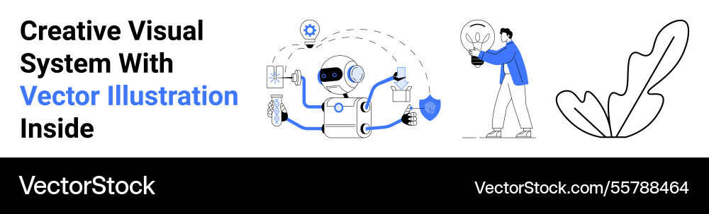 Robot interacting with data and user generating vector image