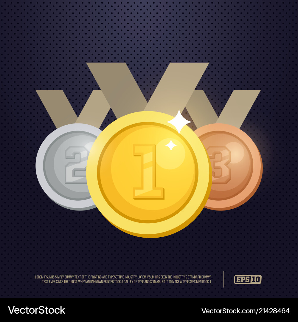 Set aus Gold Silber und Bronze Preismedaillen Set aus Gold Silber und Bronze Preismedaillen vektorbild