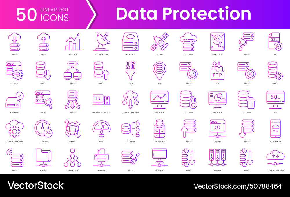 Set of database and servers icons gradient style Set of database and servers icons gradient style vector image