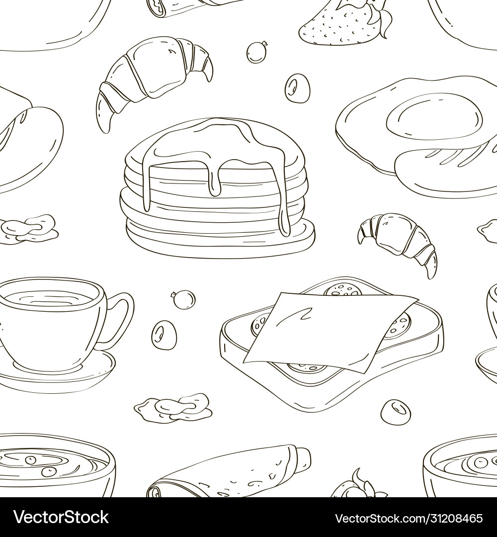 Breakfast collection set pattern Breakfast collection set pattern vector image
