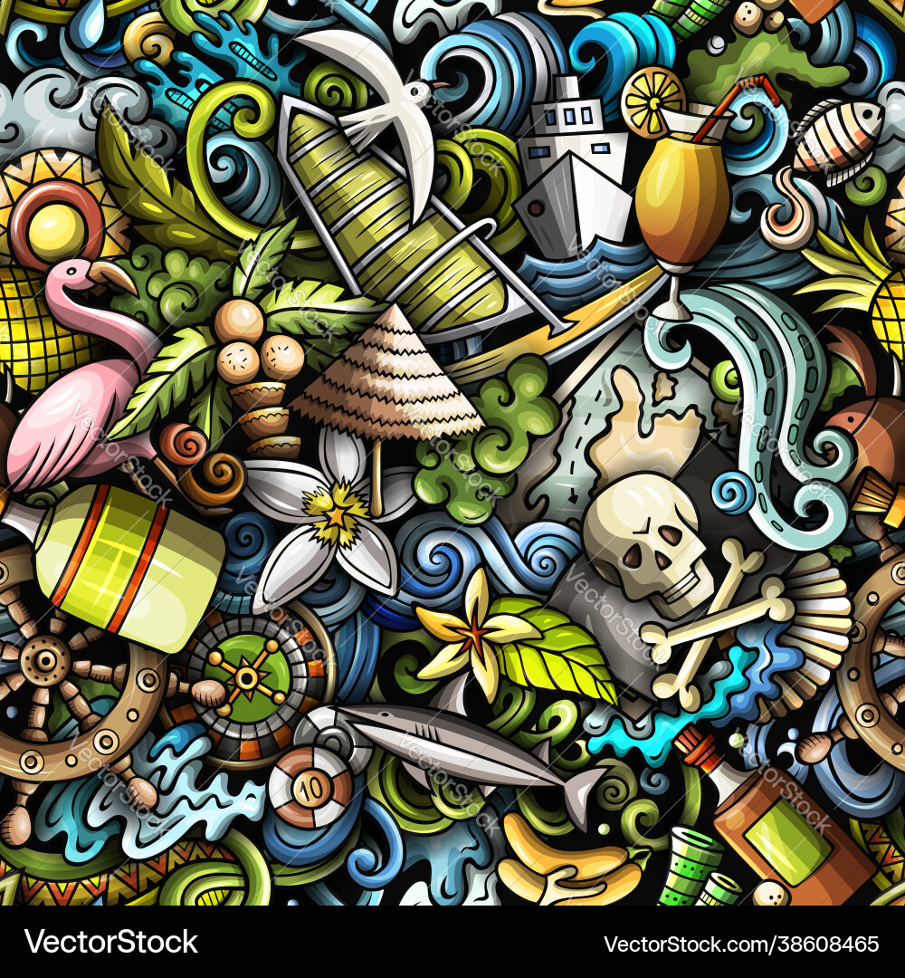 Cartoon doodles bahamas nahtloses Muster Cartoon doodles bahamas nahtloses Muster vektorbild