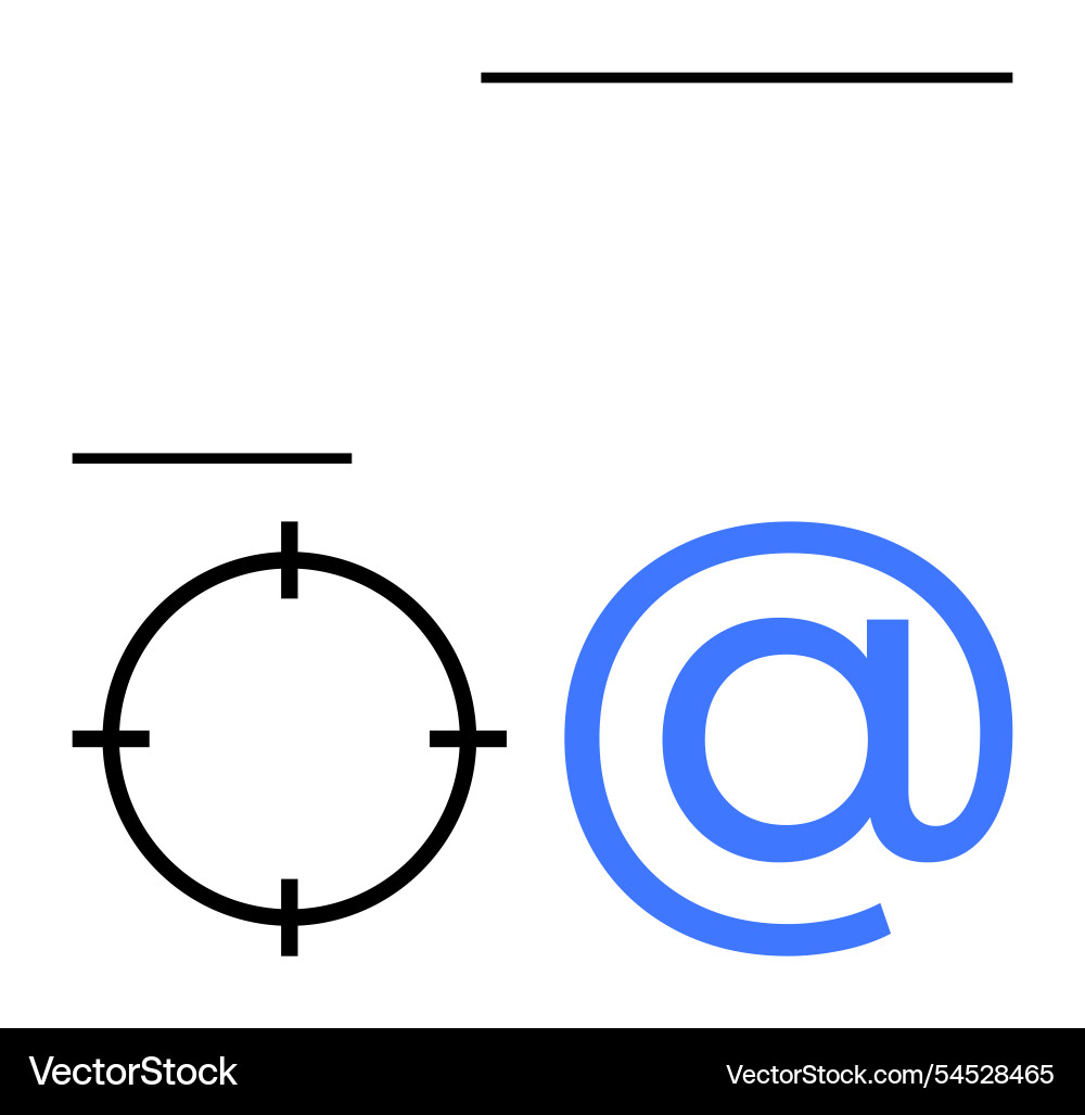 Email symbol with target icon and horizontal lines Vector Image