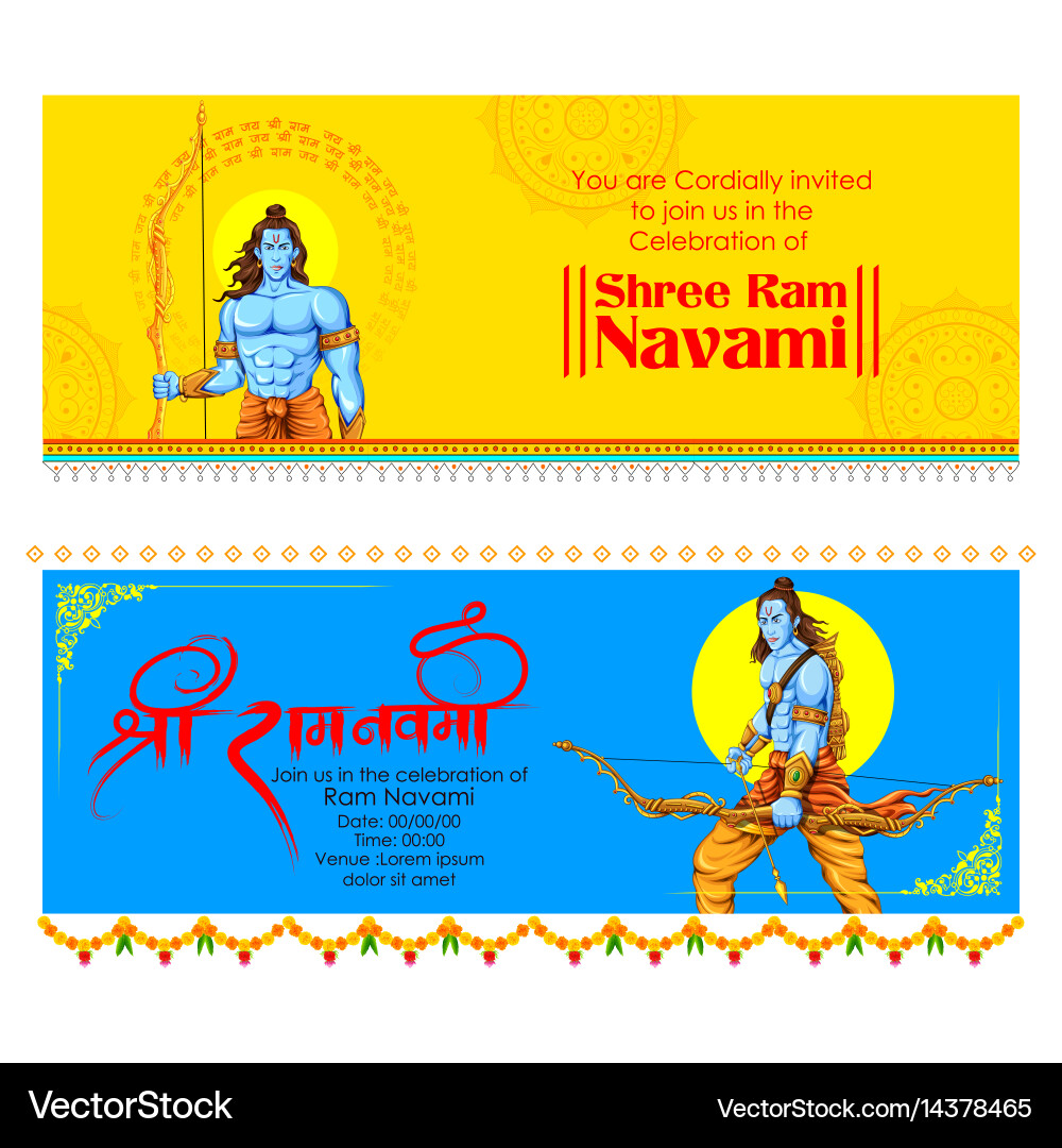 Lord Rama with Bow and Arrow - Ram Navami Vector Image