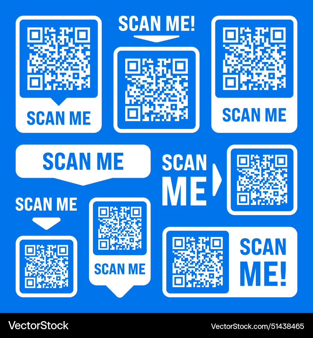 Scan me qr code sticker with text online payment Scan me qr code sticker with text online payment vector image
