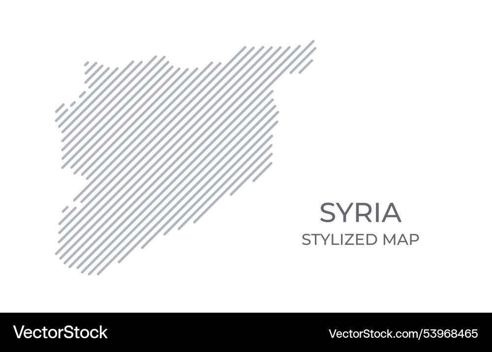 Stylized linear map of syria in minimalistic vector image