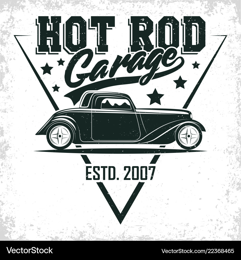 Vintage hot rod emblem design Vintage hot rod emblem design vector image