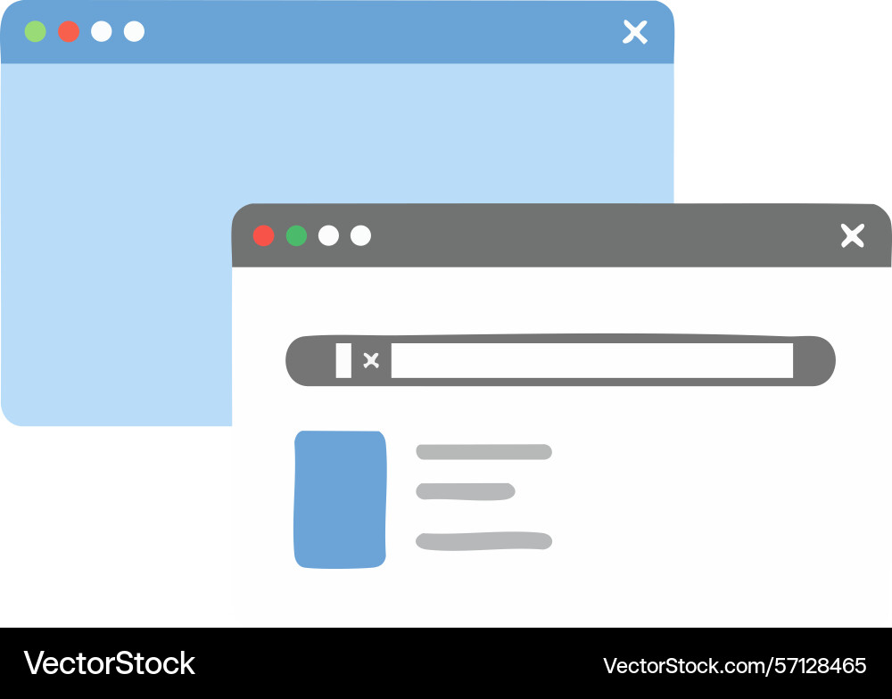 Web browser window interface design with search vector image