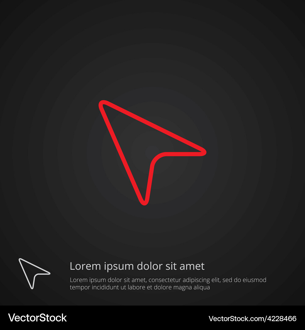 Arrow cursor outline symbol red on dark background Vector Image