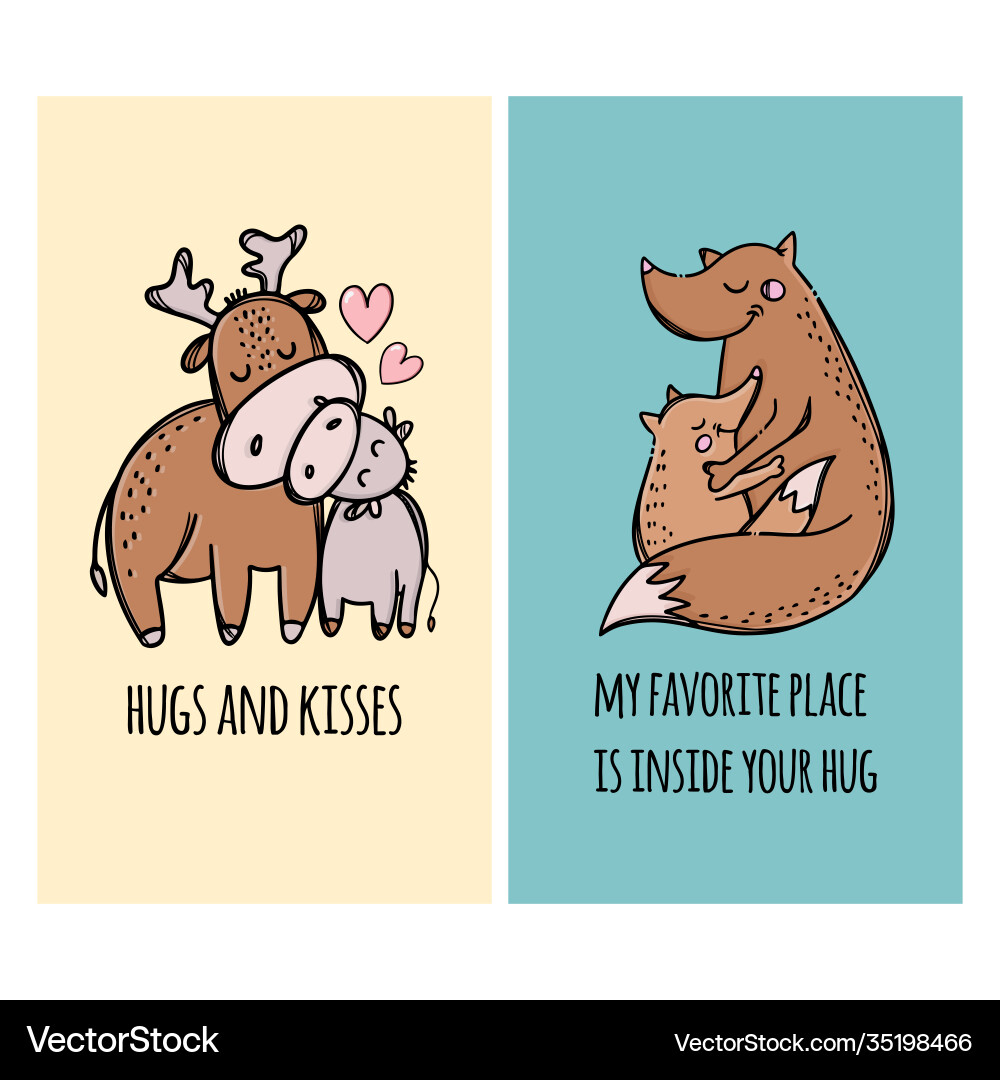 Banners with hugs kisses fathers day Banners with hugs kisses fathers day vector image