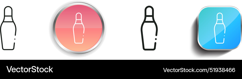 Bowling pin icon thin linear regular and button Vector Image