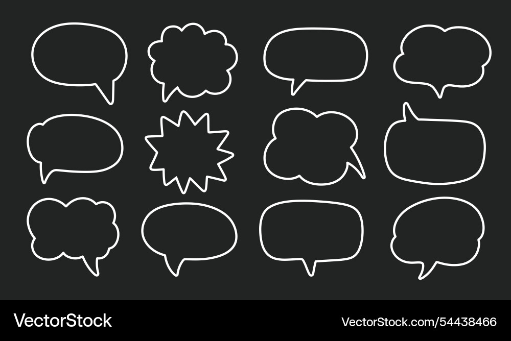 Chat speech bubble message text cloud shapes set vector image