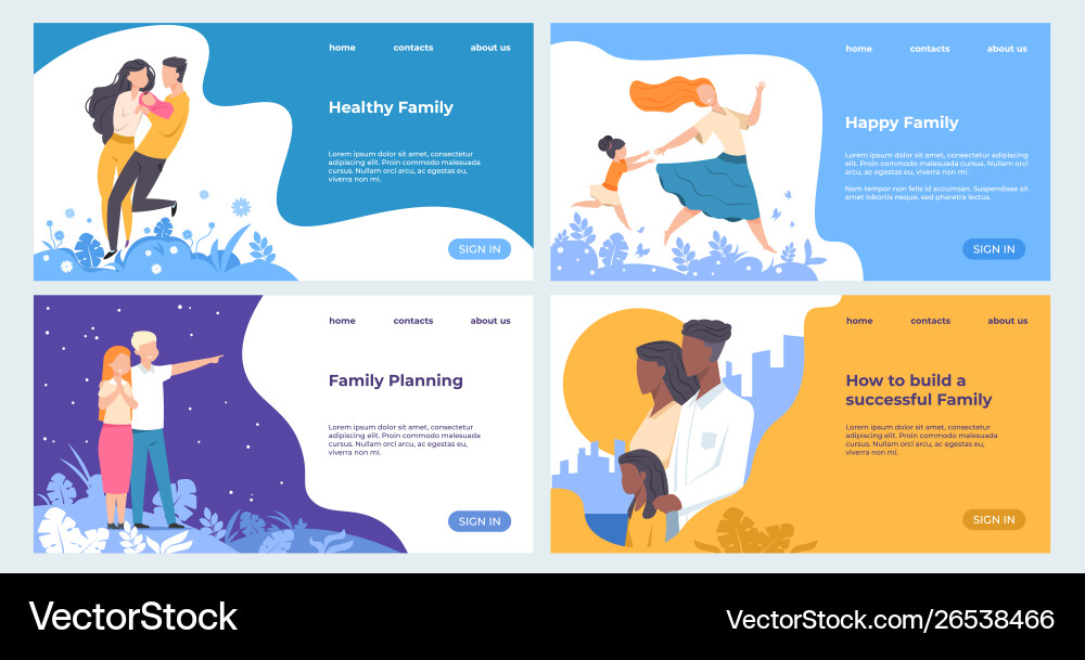 Family landing page healthcare and insurance web vector image